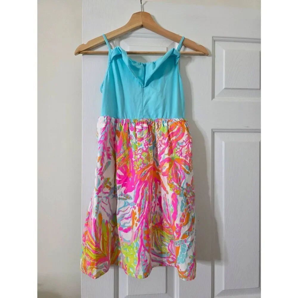Lilly Pulitzer Girls Emmaline Dress size XL Colorful Ruffle